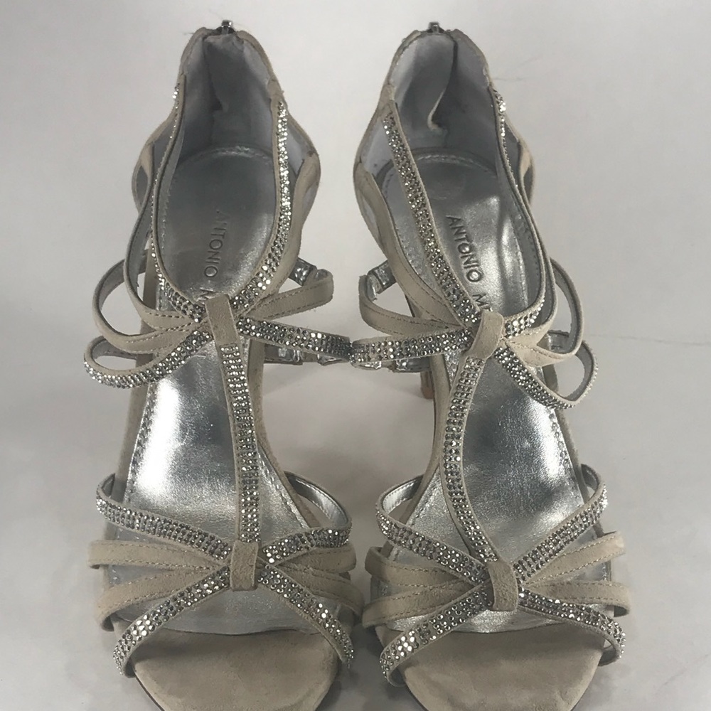 Antonio Melani Leather Jeweled Spike Heel Size 8M